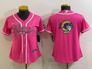 Wholesale Cheap Women's Los Angeles Rams Pink Team Big Logo With Patch Cool Base Stitched Baseball Jersey