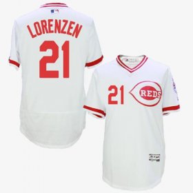 Wholesale Cheap Reds #21 Michael Lorenzen White Flexbase Authentic Collection Cooperstown Stitched MLB Jersey
