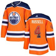 Wholesale Cheap Adidas Oilers #4 Kris Russell Orange Home Authentic Drift Fashion Stitched NHL Jersey
