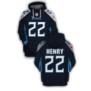 Wholesale Cheap Men's Navy Tennessee Titans #22 Derrick Henry 2021 Pullover Hoodie