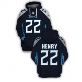Wholesale Cheap Men\'s Navy Tennessee Titans #22 Derrick Henry 2021 Pullover Hoodie