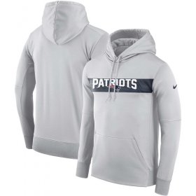 Wholesale Cheap Men\'s New England Patriots Nike Gray Sideline Team Performance Pullover Hoodie