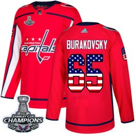 Wholesale Cheap Adidas Capitals #65 Andre Burakovsky Red Home Authentic USA Flag Stanley Cup Final Champions Stitched NHL Jersey