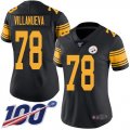 Wholesale Cheap Nike Steelers #78 Alejandro Villanueva Black Women's Stitched NFL Limited Rush 100th Season Jersey