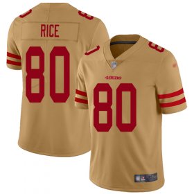 Wholesale Cheap Nike 49ers #80 Jerry Rice Gold Men\'s Stitched NFL Limited Inverted Legend Jersey
