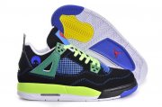 Wholesale Cheap Womens Air Jordan 4 (IV) Retro Shoes black/green-yellow-blue-white
