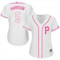 Wholesale Cheap Pirates #5 Josh Harrison White/Pink Fashion Women's Stitched MLB Jersey