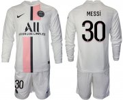 Wholesale Cheap Men 2021-2022 ClubParis Saint-Germainaway white Long Sleeve 30 Soccer Jersey