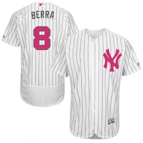 Wholesale Cheap Yankees #8 Yogi Berra White Strip Flexbase Authentic Collection Mother\'s Day Stitched MLB Jersey