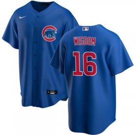 Cheap Men\'s Chicago Cubs #16 Patrick Wisdom Blue Cool Base Stitched Baseball Jersey
