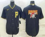 Cheap Men's Pittsburgh Pirates Big Logo Black Stitched MLB Cool Base Nike Jersey