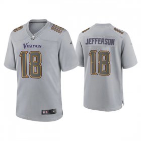 Wholesale Cheap Men\'s Minnesota Vikings #18 Justin Jefferson Gray Atmosphere Fashion Stitched Game Jersey