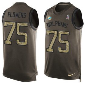 Wholesale Cheap Nike Dolphins #75 Ereck Flowers Green Men\'s Stitched NFL Limited Salute To Service Tank Top Jersey