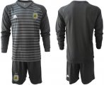 Wholesale Cheap Argentina Blank Black Long Sleeves Goalkeeper Soccer Country Jersey