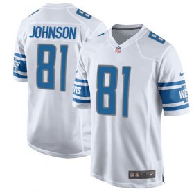 Wholesale Cheap Nike Lions #81 Calvin Johnson White Youth Stitched NFL Elite Jersey