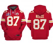 Cheap Men's Kansas City Chiefs #87 Travis Kelce Red Super Bowl LVIII Patch Limited Edition Hoodie