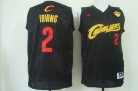 Wholesale Cheap Men\'s Cleveland Cavaliers #2 Kyrie Irving 2015 The Finals 2014 Black With Red Fashion Jersey
