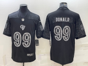 Wholesale Cheap Men's Los Angeles Rams #99 Aaron Donald Black Reflective Limited Stitched Football Jersey