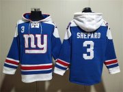 Wholesale Men's New York Giants #3 Sterling Shepard Blue Lace-Up Pullover Hoodie