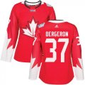 Wholesale Cheap Team Canada #37 Patrice Bergeron Red 2016 World Cup Women's Stitched NHL Jersey