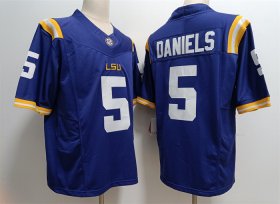 Cheap Men\'s LSU Tigers #5 Jayden Daniels Blue Stitched Jersey