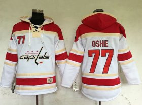Wholesale Cheap Capitals #77 T.J Oshie White Sawyer Hooded Sweatshirt Stitched NHL Jersey