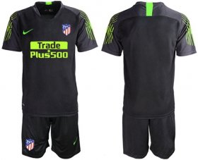 Wholesale Cheap Atletico Madrid Blank Black Goalkeeper Soccer Club Jersey