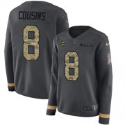 Wholesale Cheap Nike Vikings #8 Kirk Cousins Anthracite Salute to Service Women's Stitched NFL Limited Therma Long Sleeve Jersey