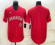 Cheap Men's Canada Baseball Blank 2023 Red World With Patch Classic Stitched Jersey