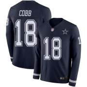Wholesale Cheap Nike Cowboys #18 Randall Cobb Navy Blue Team Color Men's Stitched NFL Limited Therma Long Sleeve Jersey