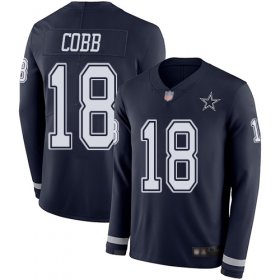 Wholesale Cheap Nike Cowboys #18 Randall Cobb Navy Blue Team Color Men\'s Stitched NFL Limited Therma Long Sleeve Jersey
