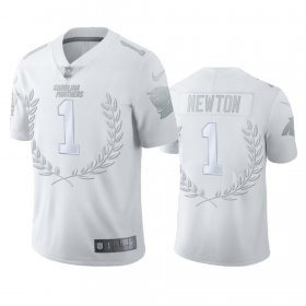 Wholesale Cheap Carolina Panthers #1 Cam Newton Men\'s Nike Platinum NFL MVP Limited Edition Jersey