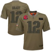 Wholesale Cheap Youth New England Patriots #12 Tom Brady Nike Camo 2019 Salute to Service Game Jersey