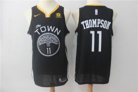 Wholesale Cheap Warriors 11 Klay Thompson Black Nike Swingman Jersey