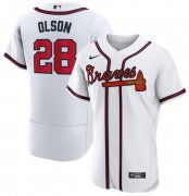 Wholesale Cheap Men's Atlanta Braves 28 Matt Olson White Nike Flex base Jersey