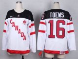 Wholesale Cheap Team Canada #16 Jonathan Toews White 100th Anniversary Women's Stitched NHL Jersey