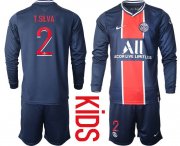 Wholesale Cheap Youth 2020-2021 club Paris St German home long sleeve 2 blue Soccer Jerseys