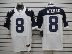 Wholesale Cheap Nike Cowboys #8 Troy Aikman White Thanksgiving Throwback Men\'s Stitched NFL Elite Jersey