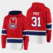 Wholesale Cheap Men's Montreal Canadiens #31 Carey Price Red Ageless Must-Have Lace-Up Pullover Hoodie
