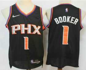 Wholesale Cheap Men\'s Phoenix Suns #1 Devin Booker Black Nike 75th Anniversary Diamond 2021 Stitched Jersey