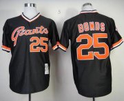 Wholesale Cheap Mitchell And Ness Giants #25 Barry Bonds Black Throwback Stitched MLB Jersey