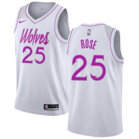 Wholesale Cheap Nike Timberwolves #25 Derrick Rose White NBA Swingman Earned Edition Jersey