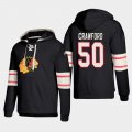Wholesale Cheap Chicago Blackhawks #50 Corey Crawford Black adidas Lace-Up Pullover Hoodie