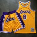 Wholesale Cheap Lakers 8 Kobe Bryant Yellow 1996-97 Hardwood Classics Jersey(With Shorts)