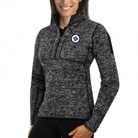 Wholesale Cheap Winnipeg Jets Antigua Women\'s Fortune 1/2-Zip Pullover Sweater Charcoal