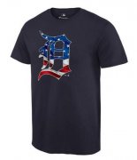 Wholesale Cheap Men's Detroit Tigers USA Flag Fashion T-Shirt Navy Blue