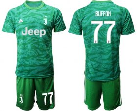 Wholesale Cheap Juventus #77 Buffon Green Goalkeeper Soccer Club Jersey