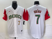 Wholesale Cheap Men's Mexico Baseball #7 Julio Urias Number 2023 White Red World Classic Stitched Jersey50