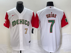 Wholesale Cheap Men\'s Mexico Baseball #7 Julio Urias Number 2023 White Red World Classic Stitched Jersey50