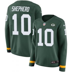 Wholesale Cheap Nike Packers #10 Darrius Shepherd Green Team Color Women\'s Stitched NFL Limited Therma Long Sleeve Jersey